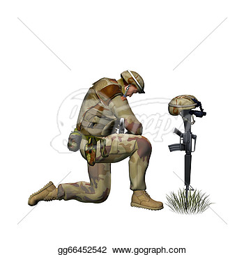 Soldier Praying For A Fallen Friend   Clip Art Gg66452542