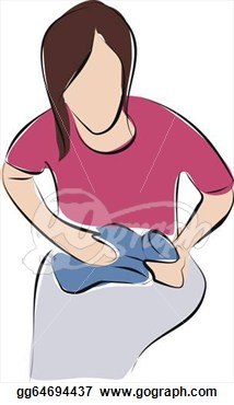 Stock Illustration   Stomach Ache From Menstruation   Clipart Drawing