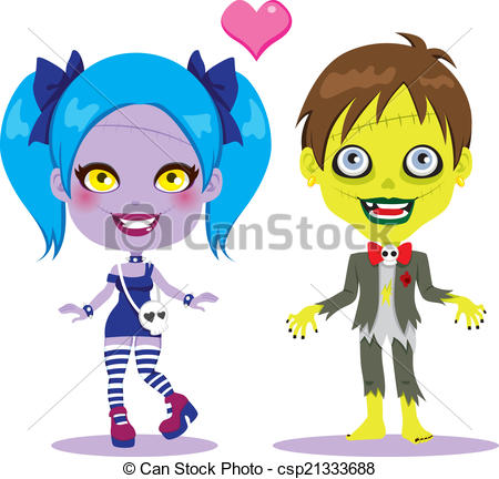 Vector Of Zombie Couple In Love   Cute Zombie Couple In Love Together    