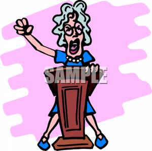 Angry Woman Making A Speech   Royalty Free Clipart Picture