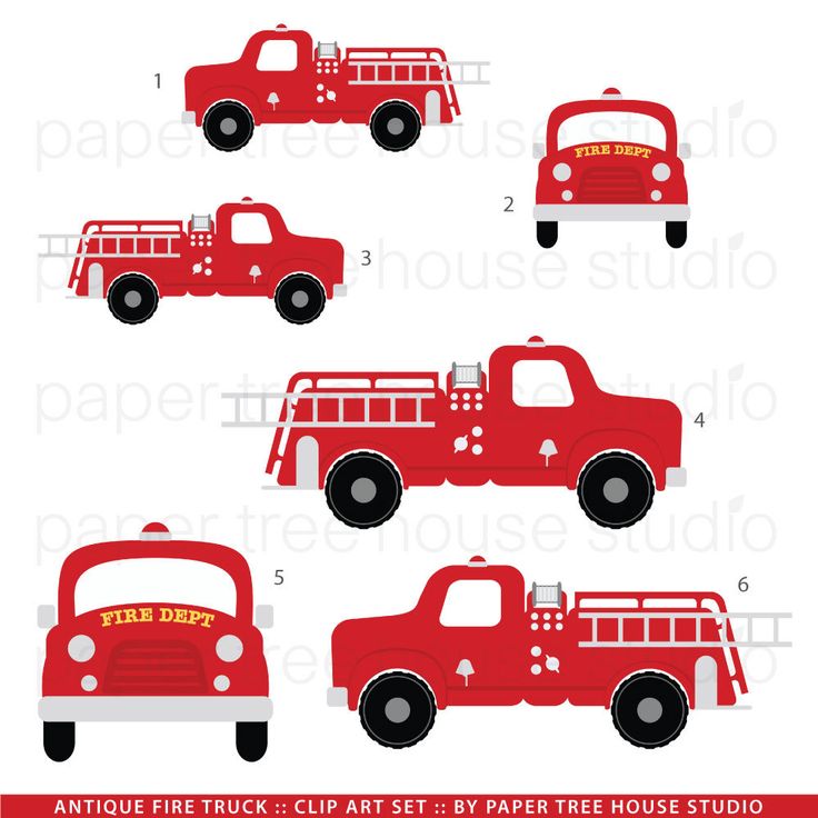 Clip Art Set Vintage Fire Truck 3 By Papertreehousestudio  3 95