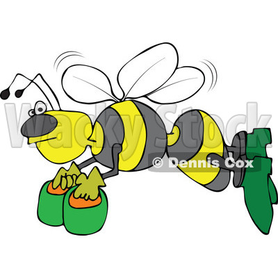 Clipart Angry Bee Flying With Honey Buckets   Royalty Free Vector    