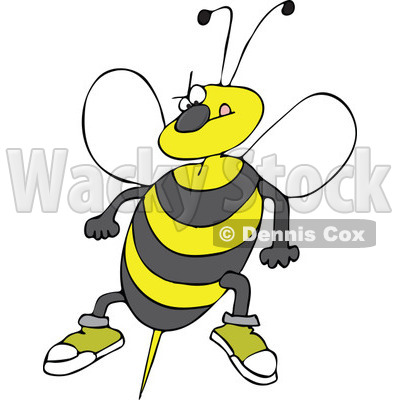 Clipart Angry Bee Ready To Attack With A Stinger   Royalty Free Vector    