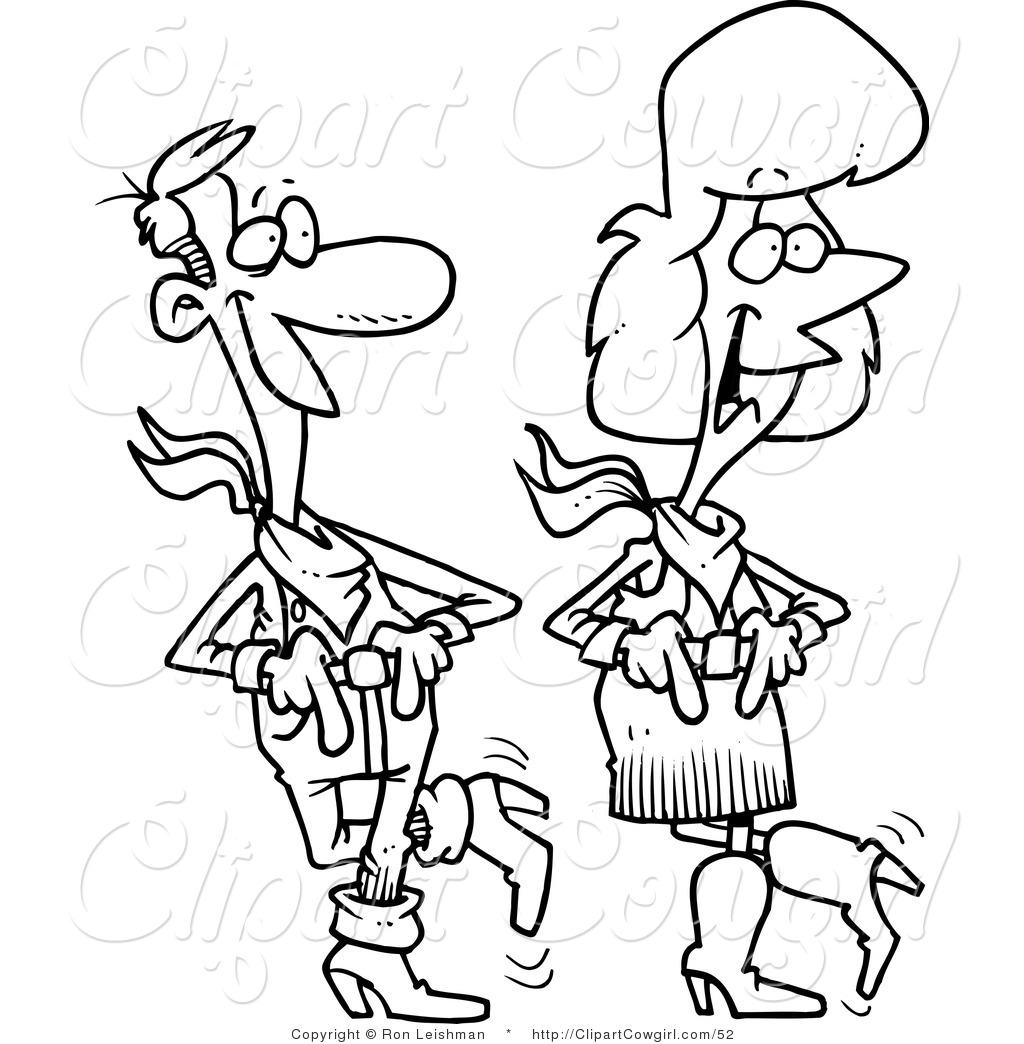 Clipart Of An Outlined Line Dancing Couple By Ron Leishman    52
