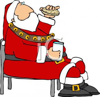 Clipart Picture Of Santa Claus Sitting Down Eating A Cookie    