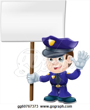 Cute Police Man With Sign Illustrat