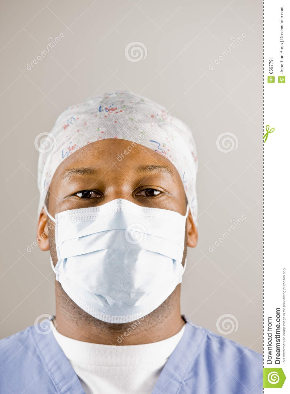 Doctor In Scrubs Surgical Mask And Surgical Cap Stock Image   Image    