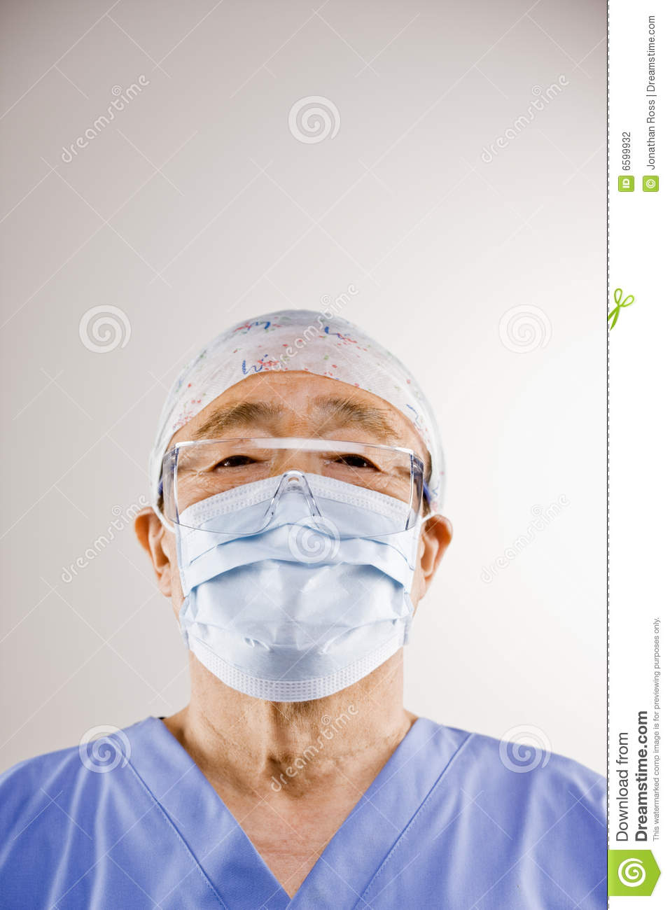 Doctor In Sterile Scrubs Surgical Mask Surgical Cap And Safety