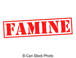 Famine Red Rubber Stamp Over A White Background