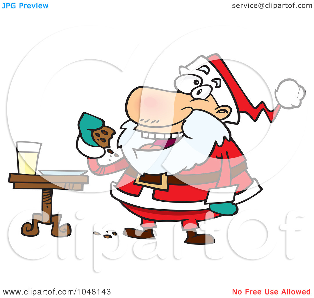 Free  Rf  Clip Art Illustration Of A Cartoon Santa Eating Cookies