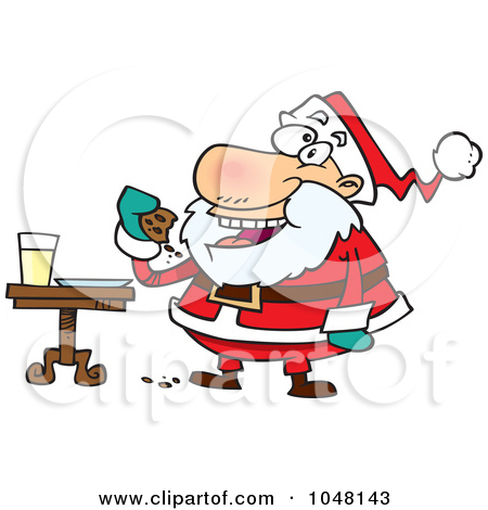 Free  Rf  Clip Art Illustration Of A Cartoon Santa Eating Cookies