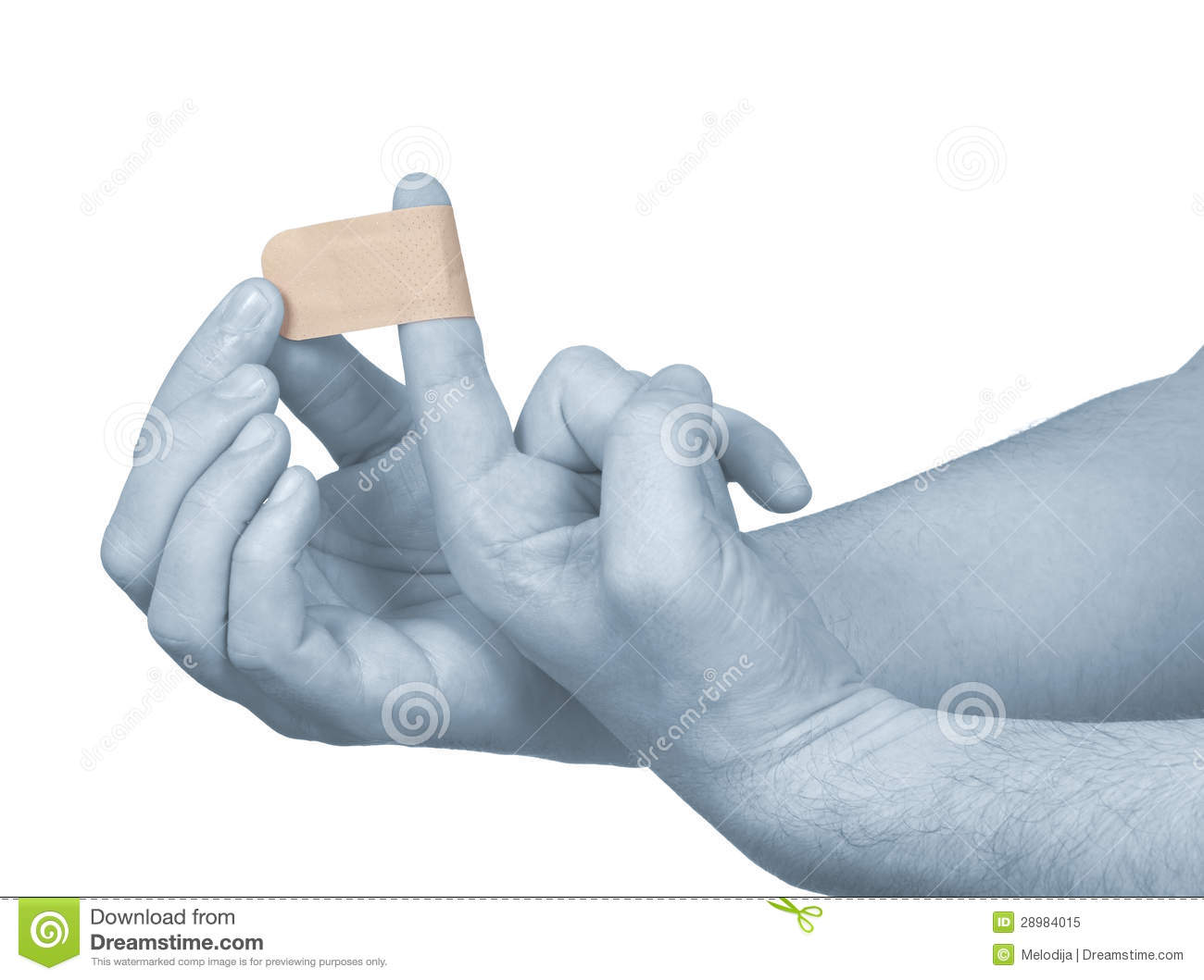 Hand Putting Adhesive Bandage On Man Finger  Royalty Free Stock Photo