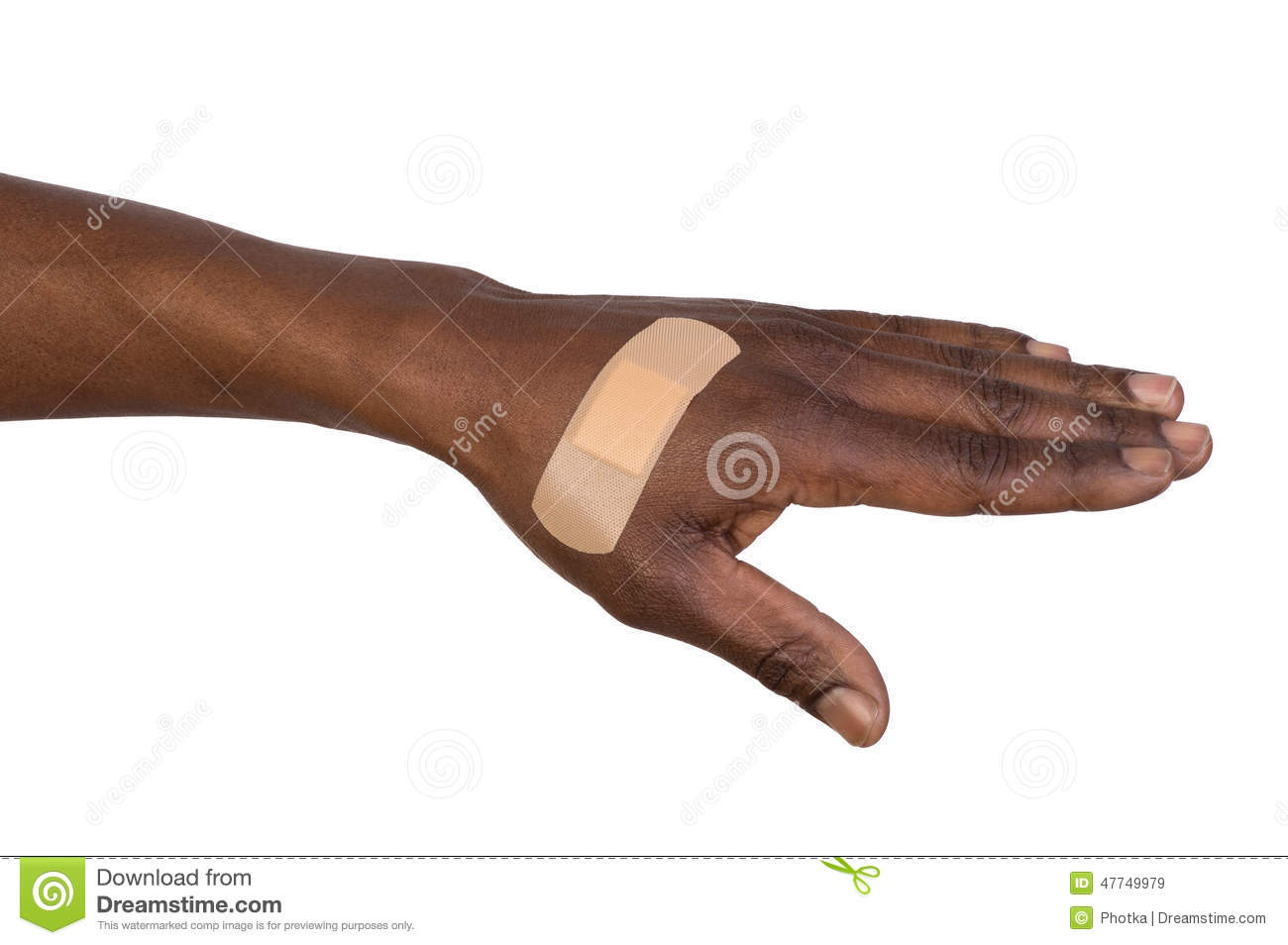 Hand With Adhesive Bandage Isolated On White Background