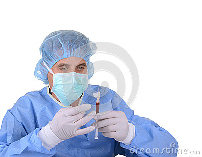 Healthcare Worker Holding A Syringe Of Blood Stock Photography   Image    