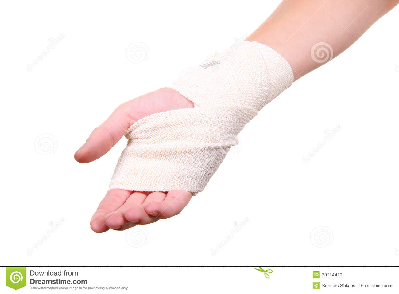 Injured Hand With Bandage Stock Photo   Image  20714410