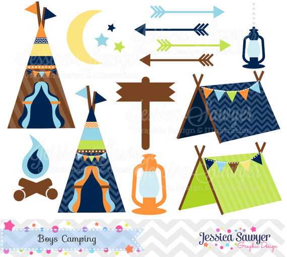 Instant Download Boys Camping Clipart For Camping Party Commercial
