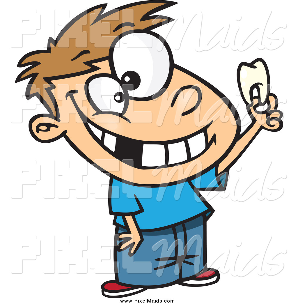Larger Preview  Clipart Of A Proud Caucasian Boy Holding Up His Tooth    