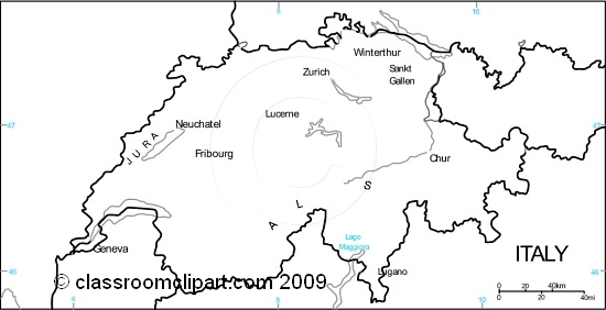 Maps   Switzerland Map 48mbw   Classroom Clipart