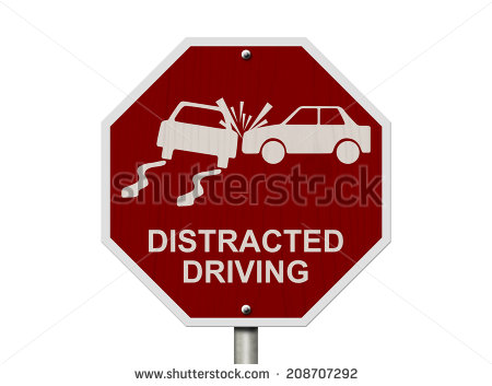 No Distracted Driving Sign Red Stop Sign With Words Distracted