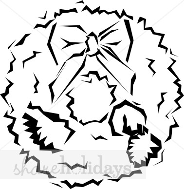 Outline Wreath In Black And White   Christmas Wreath Clipart