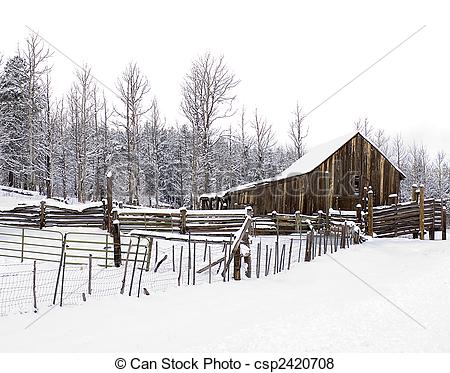 Pictures Of Rustic Snowy Barn   A Rustic Barn And Fencing Following A