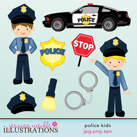Police Kids Cute Digital Clipart   Commercial Use Ok   Police Clipart