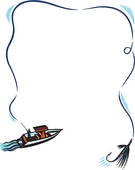 Rectangular Border Made Of A Flyfisherman On A Boat   Clipart Graphic