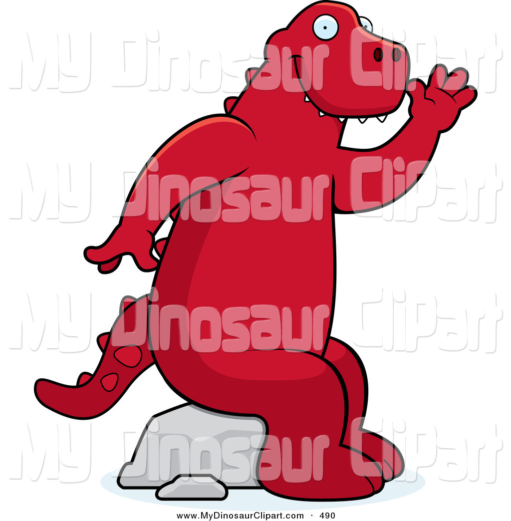 Red Dinosaur Sitting On A Rock And Waving February 13th 2013 Happy Red