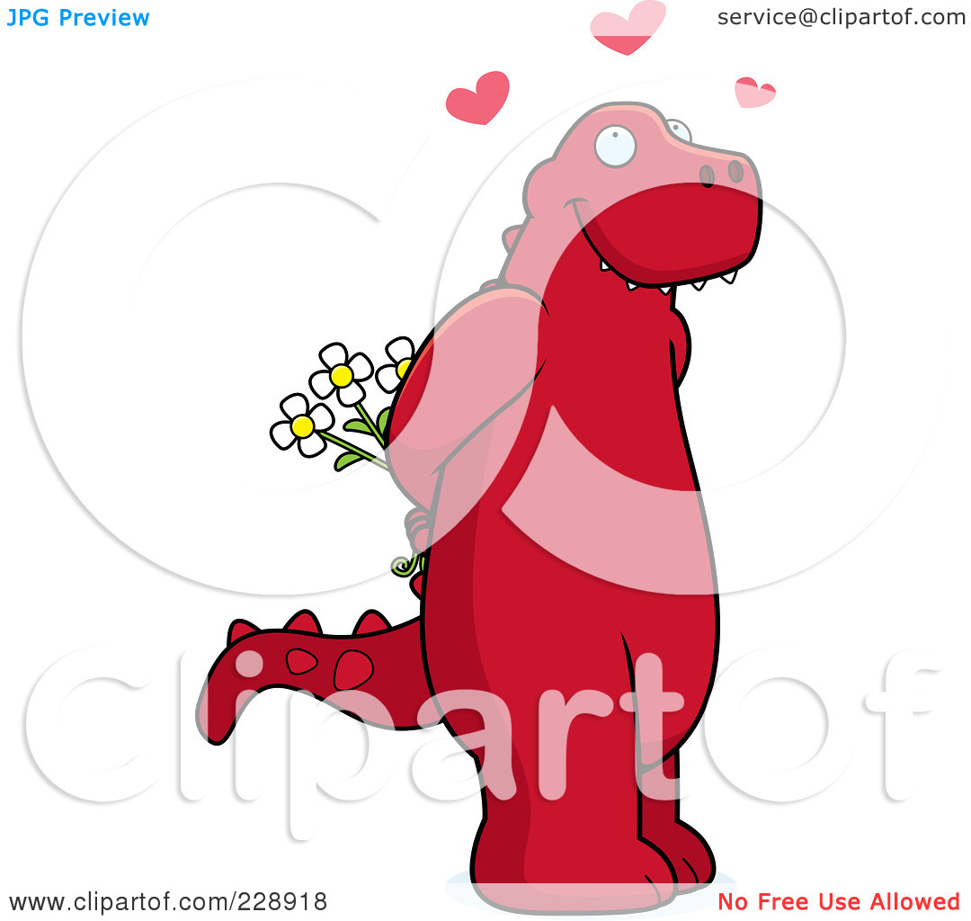 Royalty Free  Rf  Clipart Illustration Of A Red Dinosaur Holding