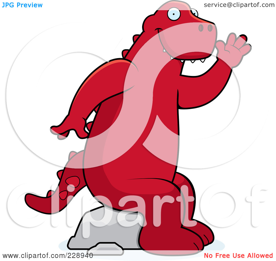 Royalty Free  Rf  Clipart Illustration Of A Red Dinosaur Sitting On A