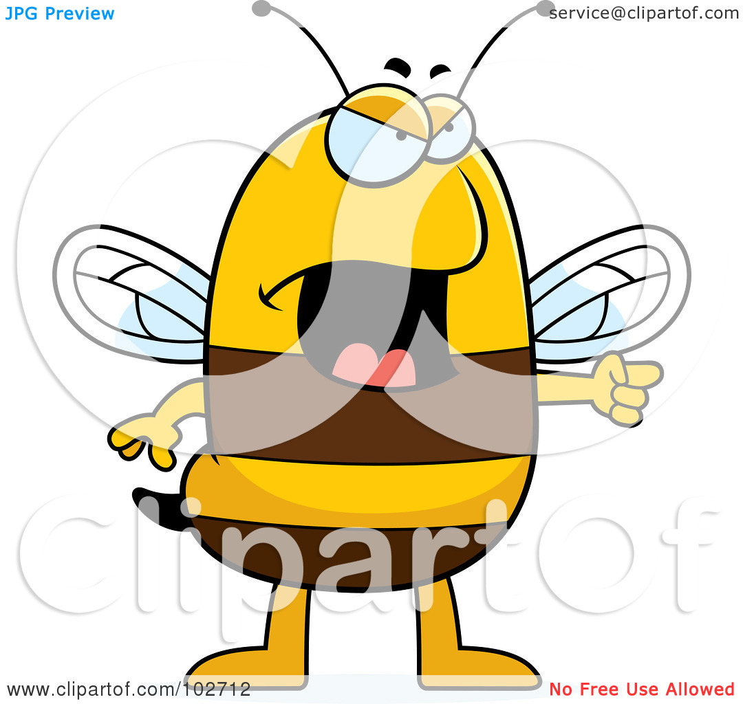 Royalty Free  Rf  Clipart Illustration Of An Angry Bee Pointing By