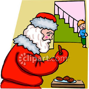 Santa Eating Cookies   Royalty Free Clipart Picture