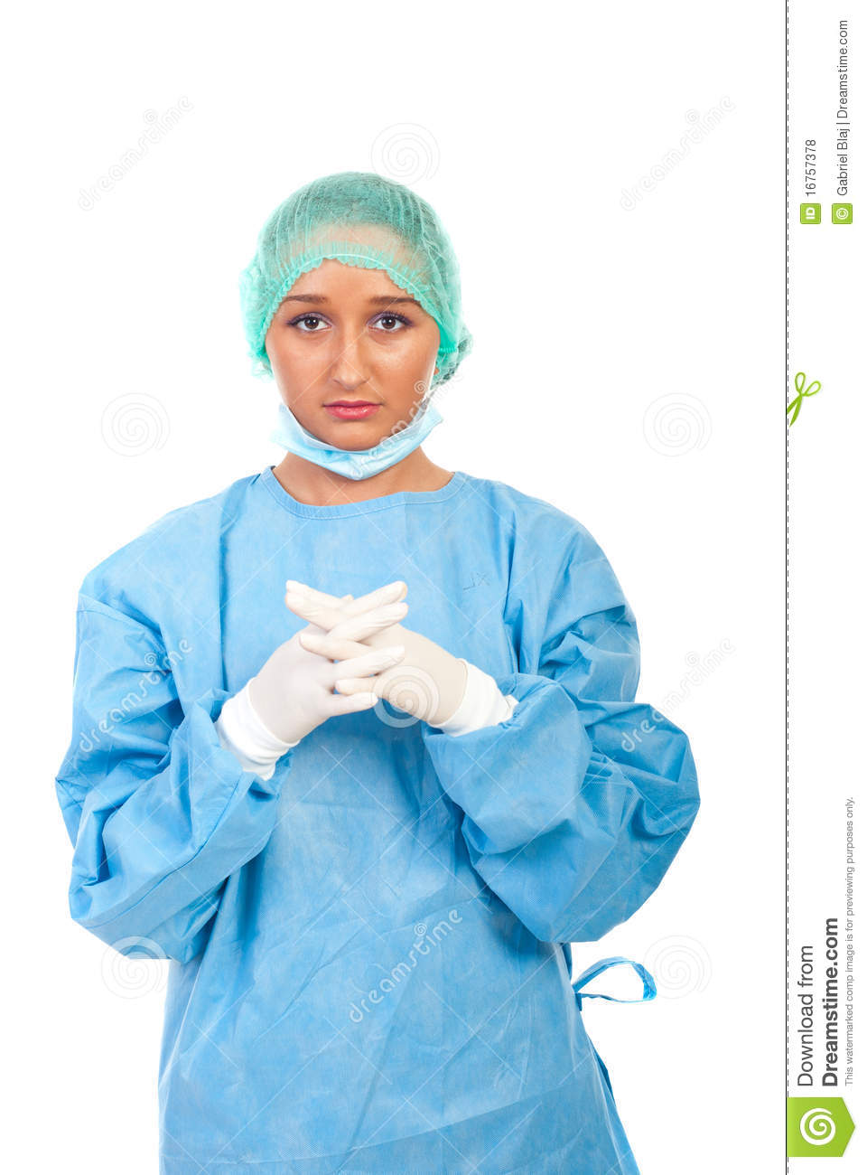 Serious Surgeon Woman With Sterile Gloves Royalty Free Stock Photos