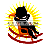 Silhouette Black Animated Animations Person Relaxing Rocking Chair    