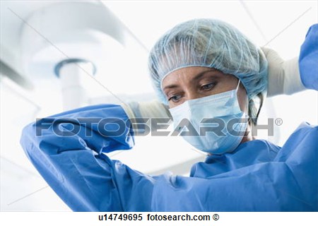 Surgeon Wearing Surgical Mask In Operating Room View Large Photo Image