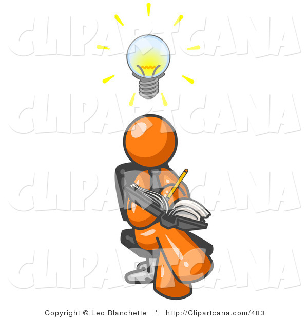 Vector Clip Art Of An Intelligent Orange Man Seated With His Legs