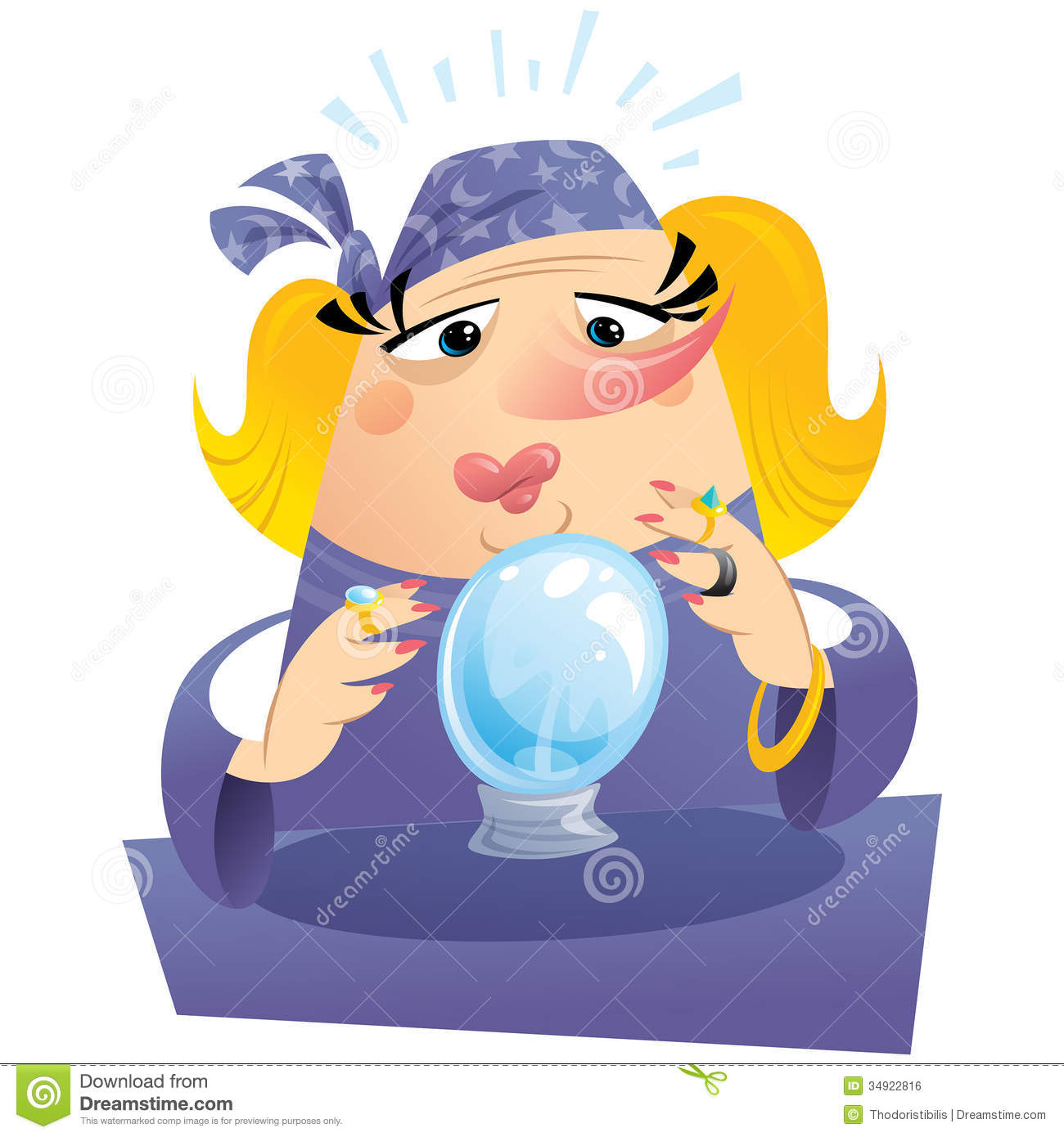 Witch Gypsy Clairvoyant Looking To A Crystal Sphere Telling Fate And
