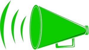 Attention Clipart Image   Drawing Of A Green Megaphone Horn With Sound