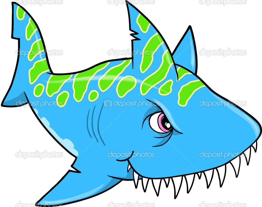 Blue Mean Shark Vector Illustration   Stock Vector   Misterelements