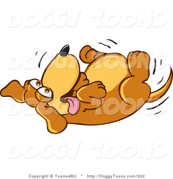 Brown Dog Mascot Cartoon Character With Drink His Belly