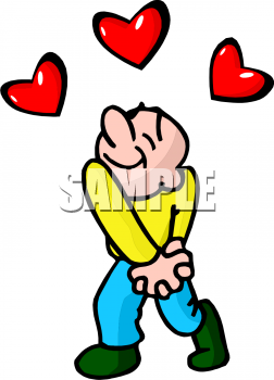 Cartoon Clipart Picture Of A Really Happy Man In Love