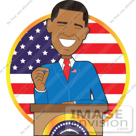 Clip Art Graphic Of American President Barack Obama Giving A Speech