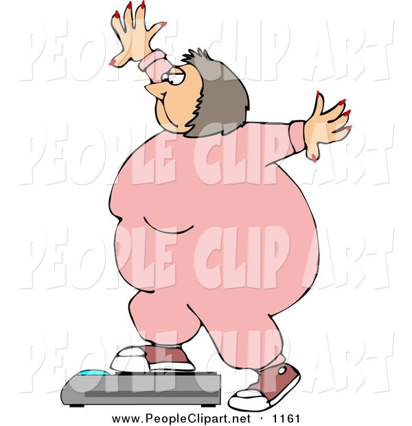 Clip Art Of A Big Fat Girl Weighing Herself On A Scale By Djart