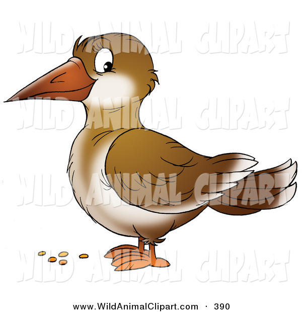 Clip Art Of A Happy Cute Brown Crow In Profile Standing Over Bird