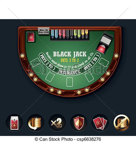 Clip Art Vector Of Vector Blackjack Table Layout   Detailed Black Jack