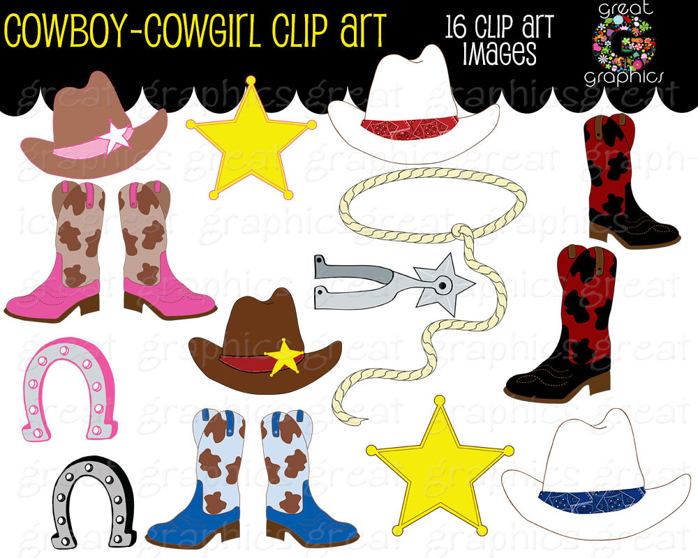 Cowboy Clipart Cowgirl Clip Art Digital Clip Art By Greatgraphics
