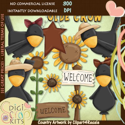 Cute Crow Clip Art Ole Crow Country Fall Clip Art