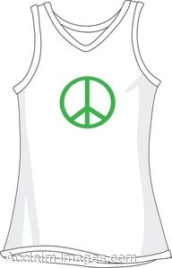 Description  Clip Art Picture Of A White Tank Top With A Peace Sign