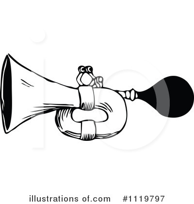 French Horn Clipart Black And White Royalty Free  Rf  Horn Clipart