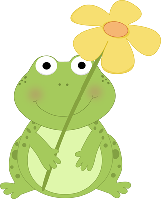 Frog Holding A Flower Clip Art Image   Cute Frog Holding A Big Yellow